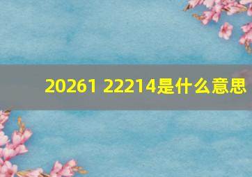 20261 22214是什么意思